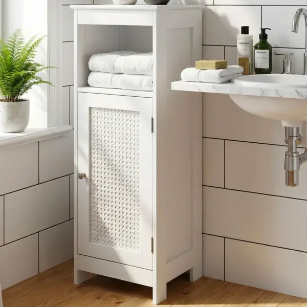 FineBuy Badschrank, Weiß – 80 × 30 × 28 cm