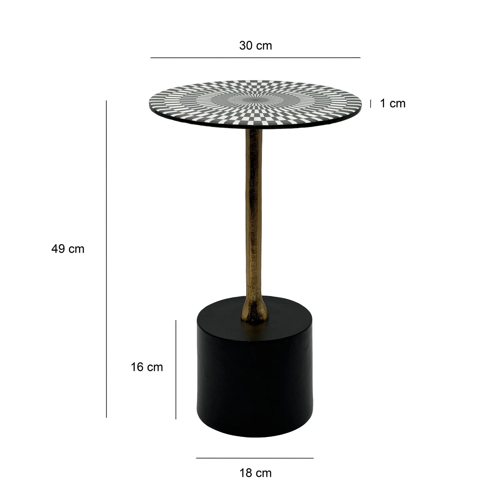 FineBuy Beistelltisch Aluminium 49cm Op-Art-Muster, Bunt