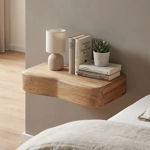 FineBuy Schwebende Nachtkonsole Akazie Massivholz, 40 cm – für Schlafzimmer