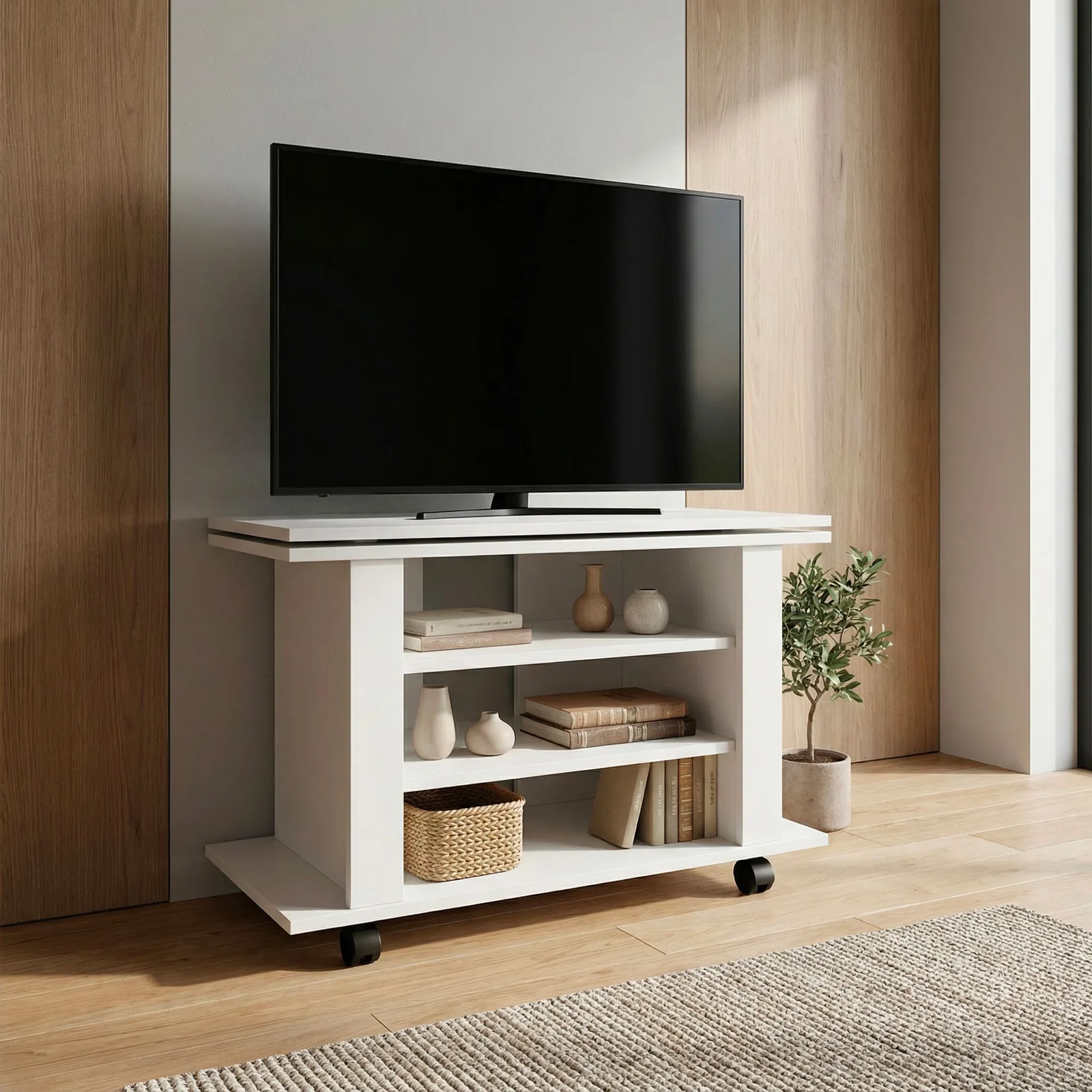 FineBuy TV Lowboard, Weiß – 78 cm