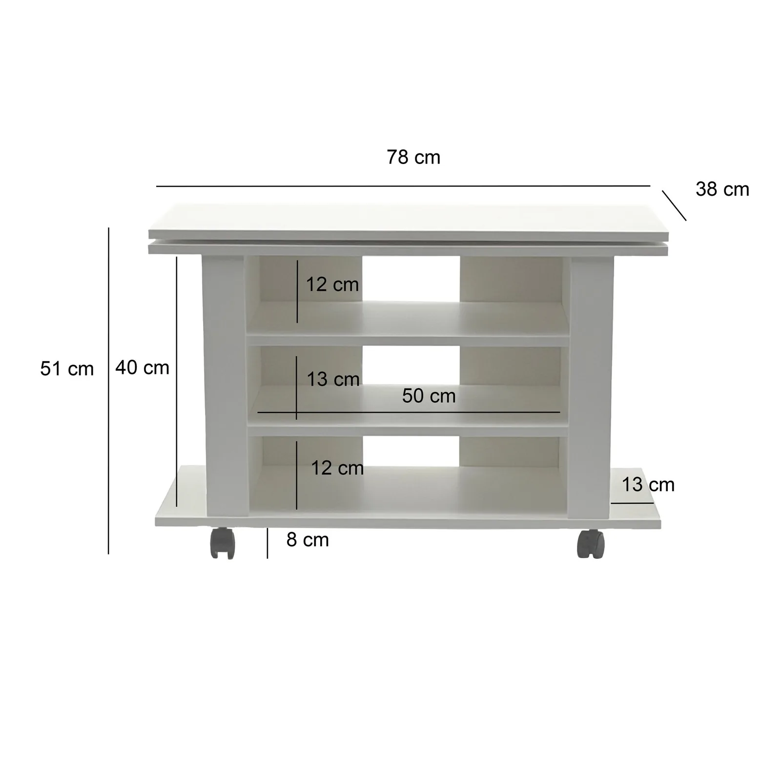 FineBuy TV Lowboard, Weiß – 78 cm
