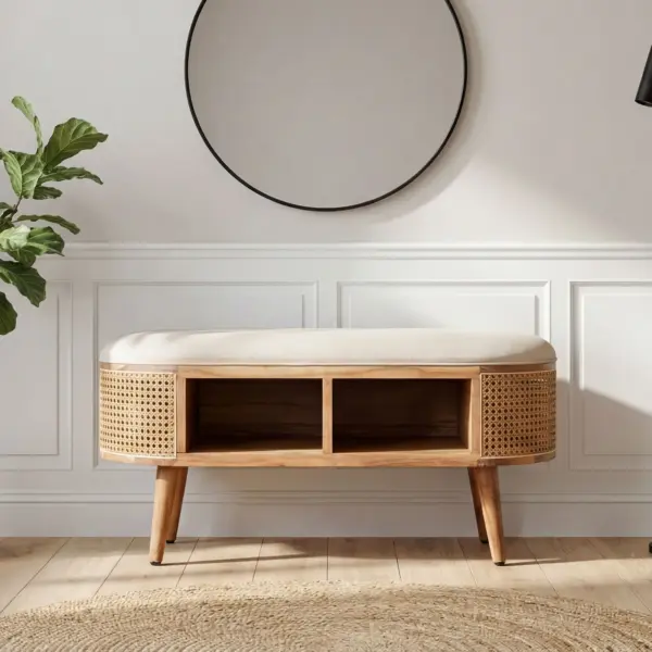 FineBuy gepolsterte Sitzbank, Braun – 90 cm FineBuy gepolsterte Sitzbank, Braun – 90 cm
