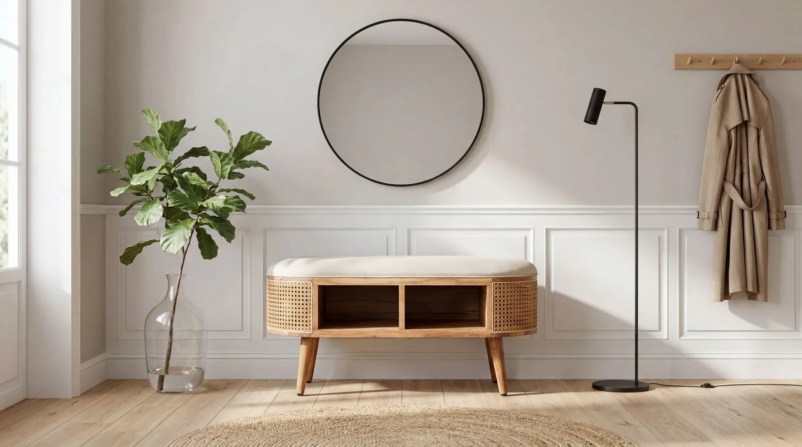 FineBuy gepolsterte Sitzbank, Braun – 90 cm