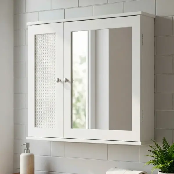 FineBuy Spiegelschrank Weiß 60cm FineBuy Spiegelschrank Weiß 60cm