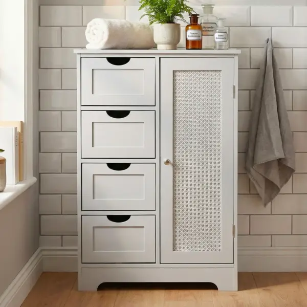 FineBuy schmaler Badschrank, Weiß – 55 × 80 cm