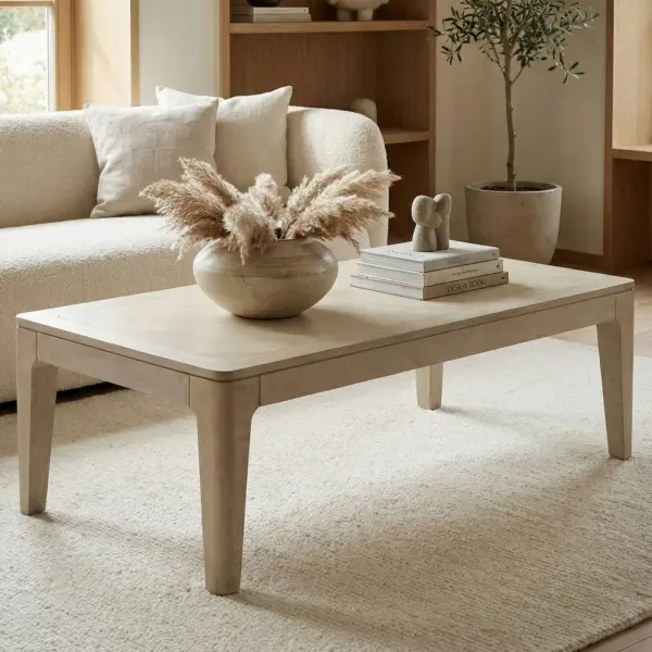 FineBuy Couchtisch aus Holz, Weiß – 120 × 60 cm