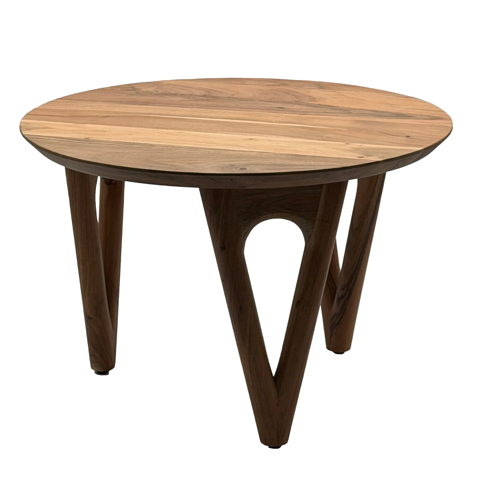 FineBuy Couchtisch Rund 60 cm Wohnzimmertisch Akazie Massivholz - Sofatisch Holz - Loungetisch Modern - Massiver Design Tisch - Beistelltisch Landhaus Handmade