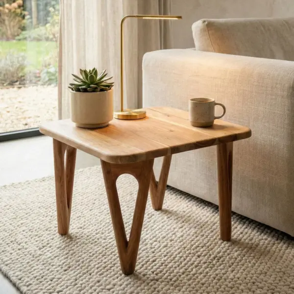 FineBuy Couchtisch Akazie Massivholz Wohnzimmertisch Sofatisch Holz Modern, Braun