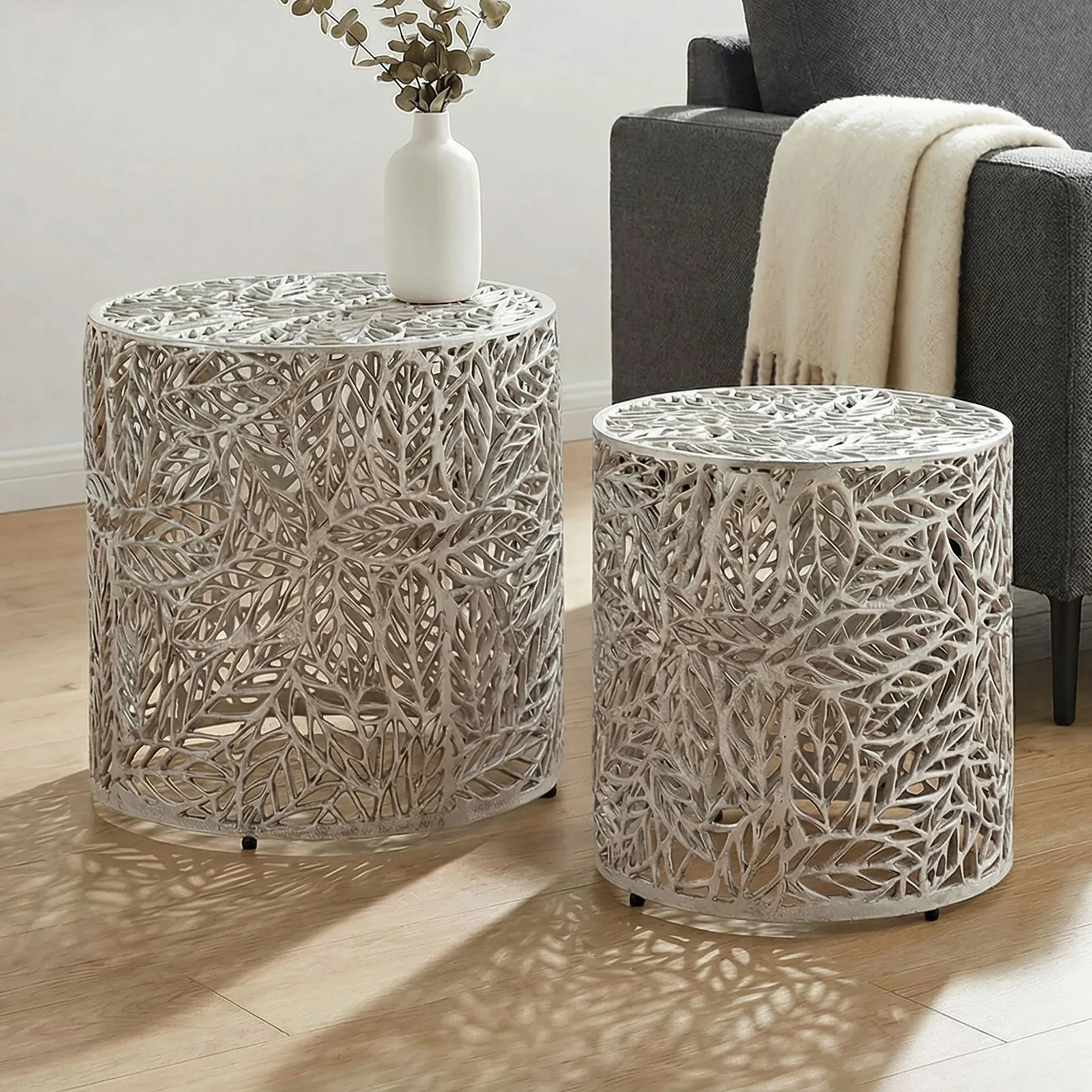 FineBuy Satztisch aus Aluminium, Silber