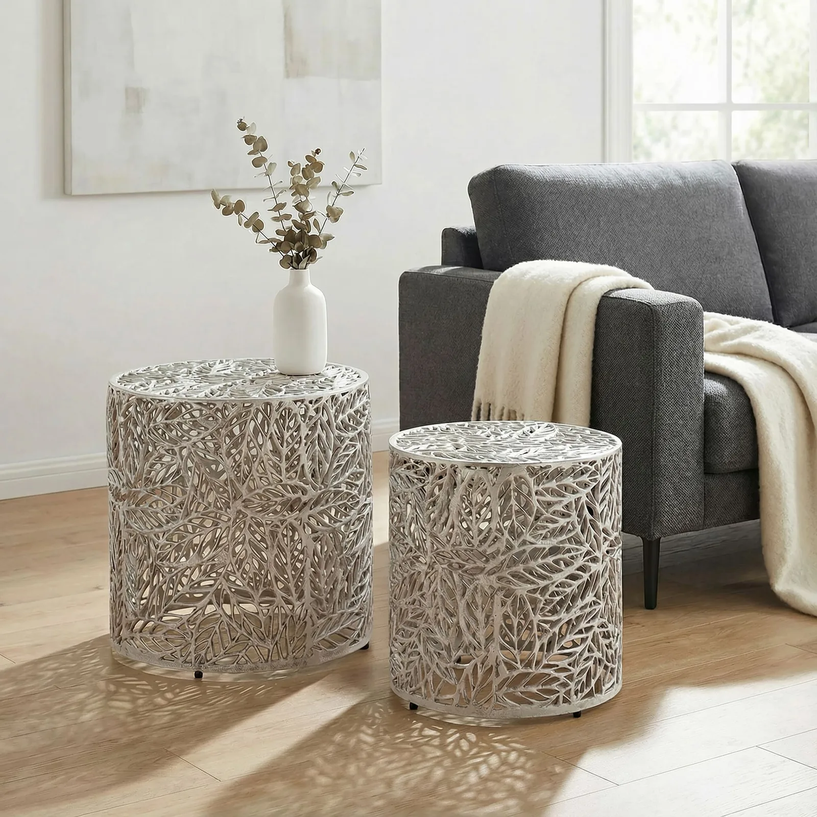 FineBuy Satztisch aus Aluminium, Silber
