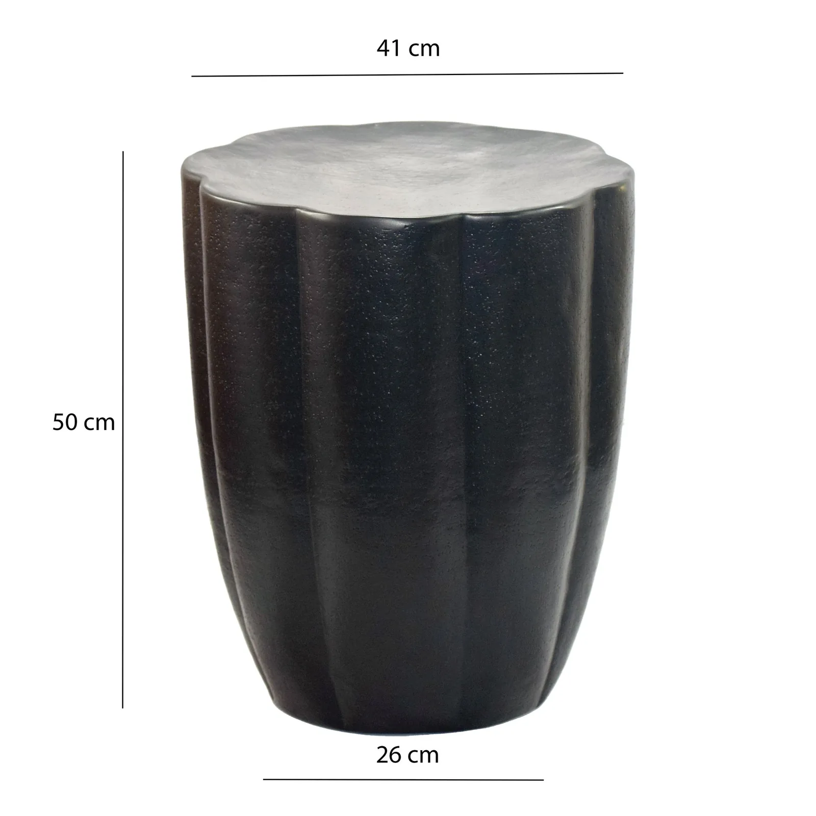 FineBuy Beistelltisch aus Aluminium, Schwarz – 41 cm