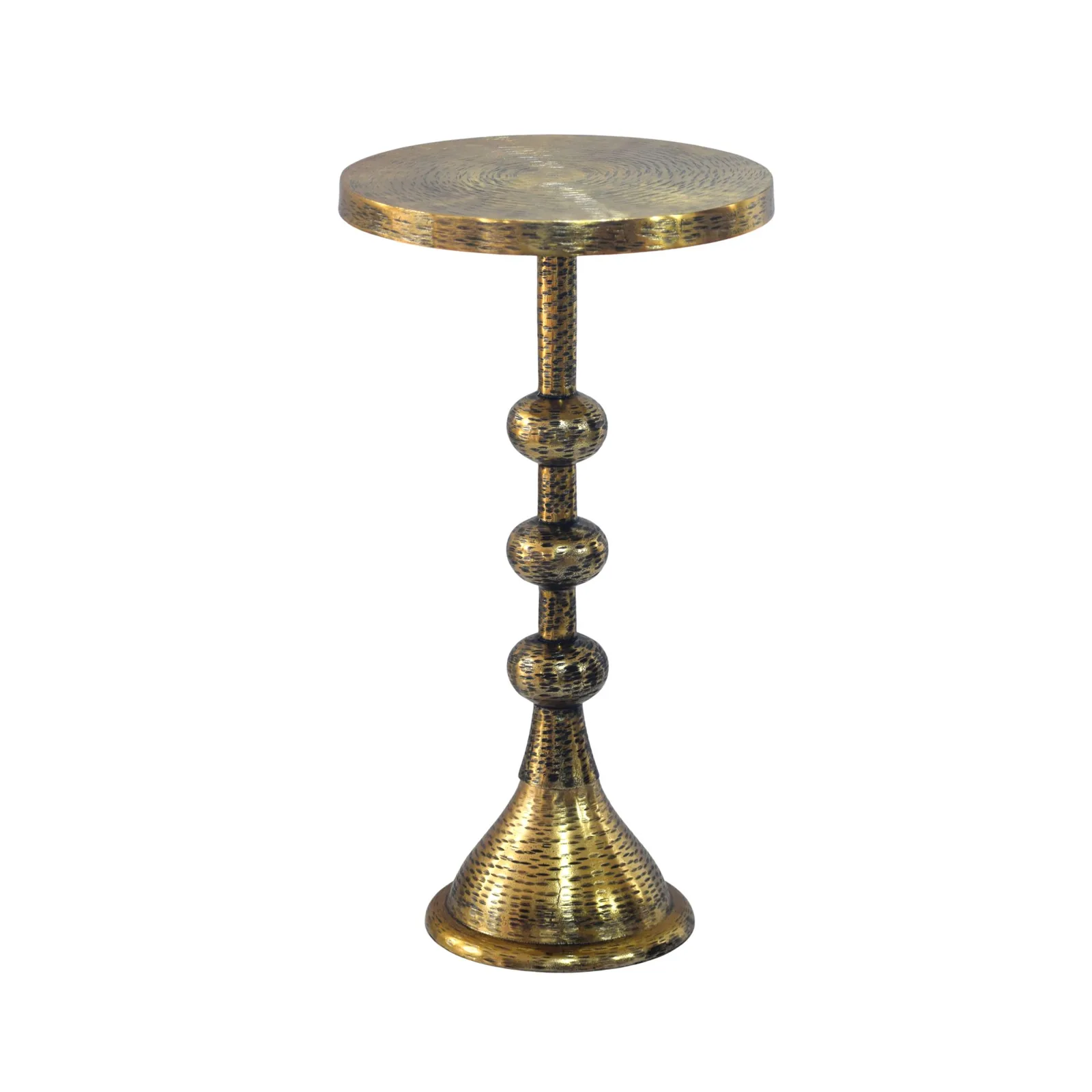 FineBuy Beistelltisch Aluminium 30cm Runder Anstelltisch Metall - Dekotisch Alu orientalisch - Wohnzimmertisch klein - Design Couchtisch Sofatisch Wohnzimmer Orient Handmade