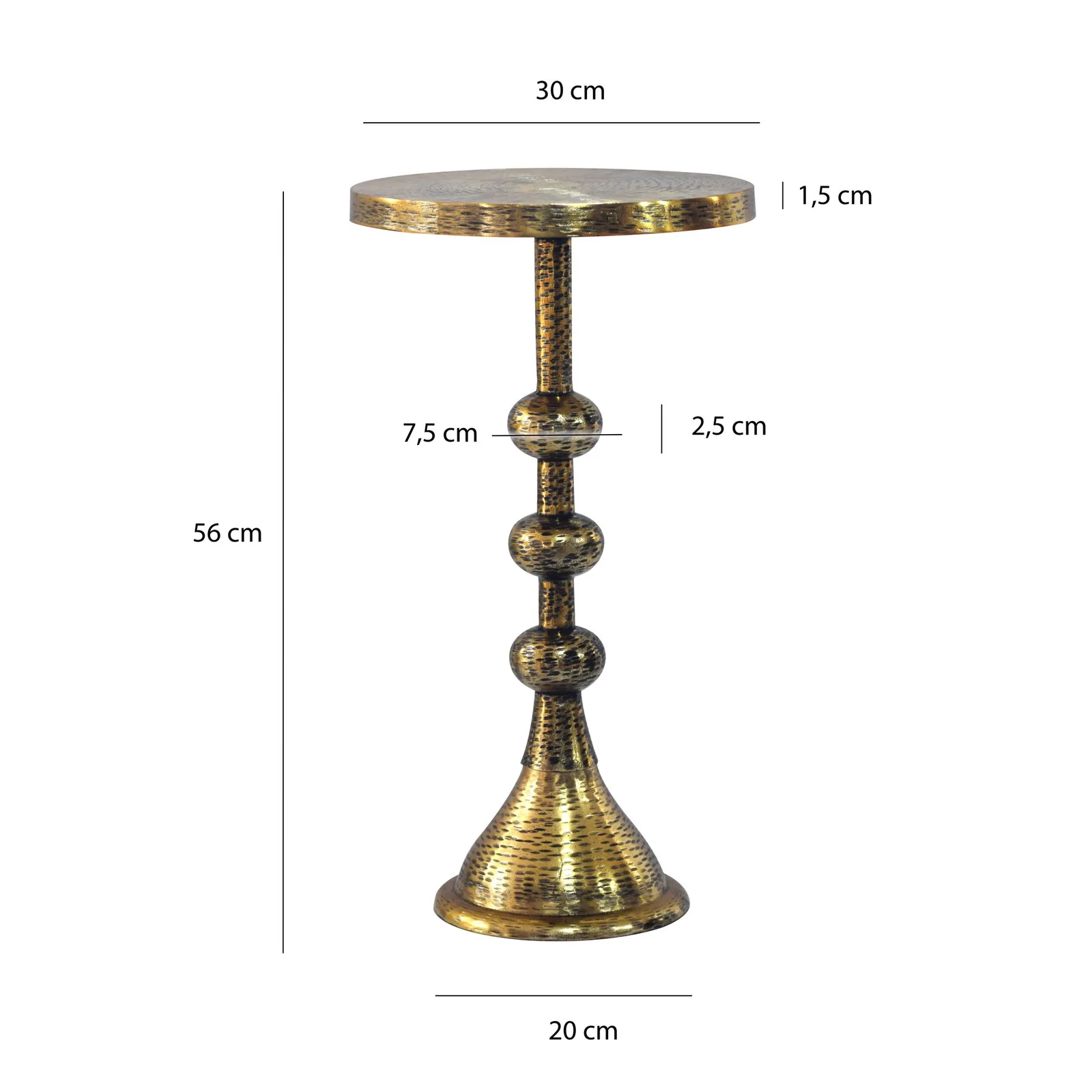 FineBuy Beistelltisch Aluminium 30cm Runder Anstelltisch Metall - Dekotisch Alu orientalisch - Wohnzimmertisch klein - Design Couchtisch Sofatisch Wohnzimmer Orient Handmade