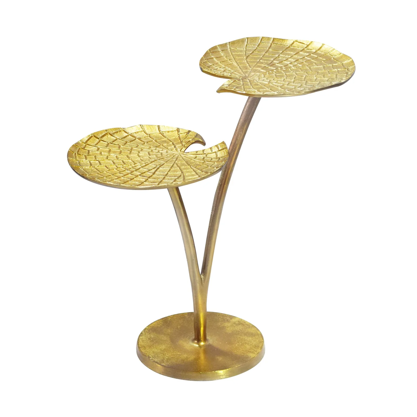 FineBuy Beistelltisch Seerosenblatt aus Aluminium, Gold – 57 cm