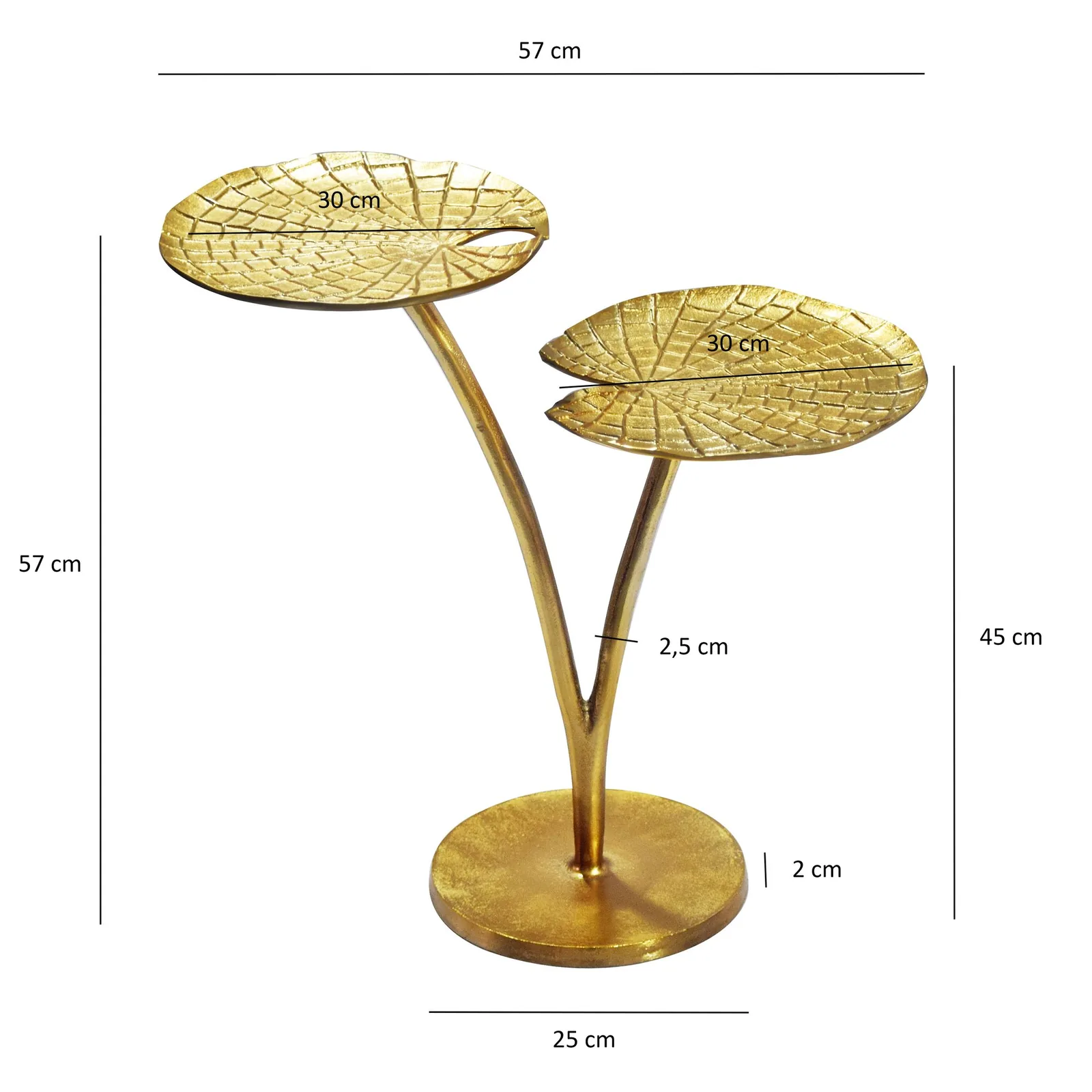 FineBuy Beistelltisch Seerosenblatt aus Aluminium, Gold – 57 cm