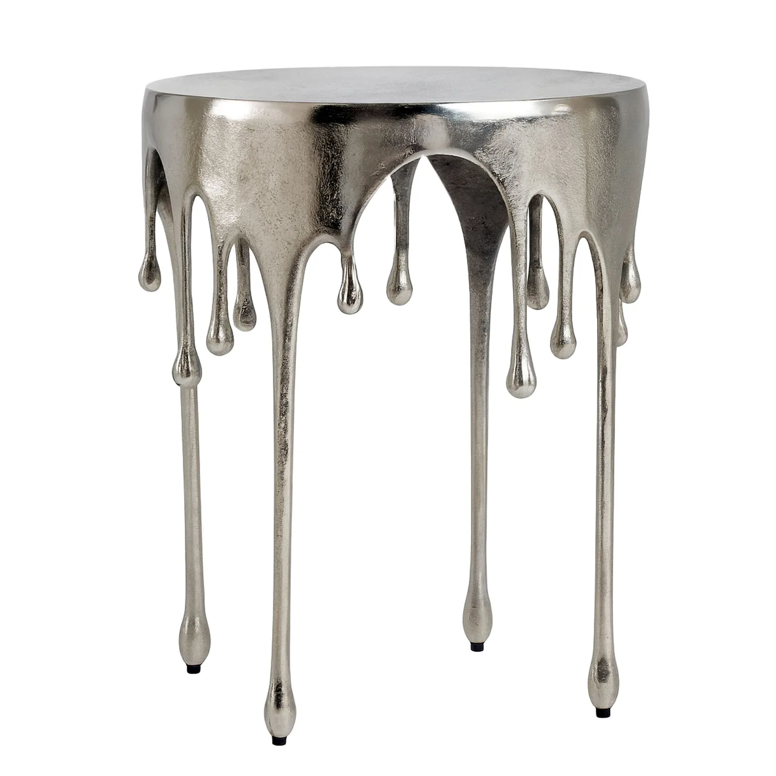 FineBuy Beistelltisch 43cm Aluminium Tisch Rund, Silber