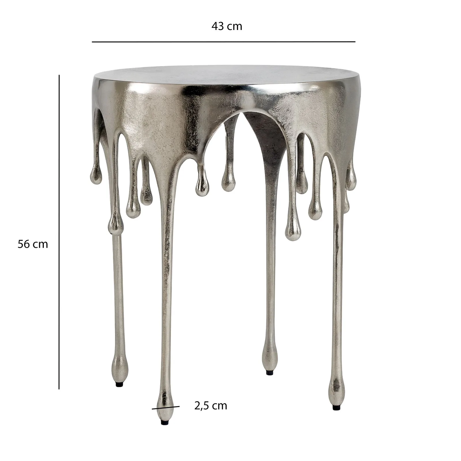 FineBuy Beistelltisch 43cm Aluminium Tisch Rund, Silber