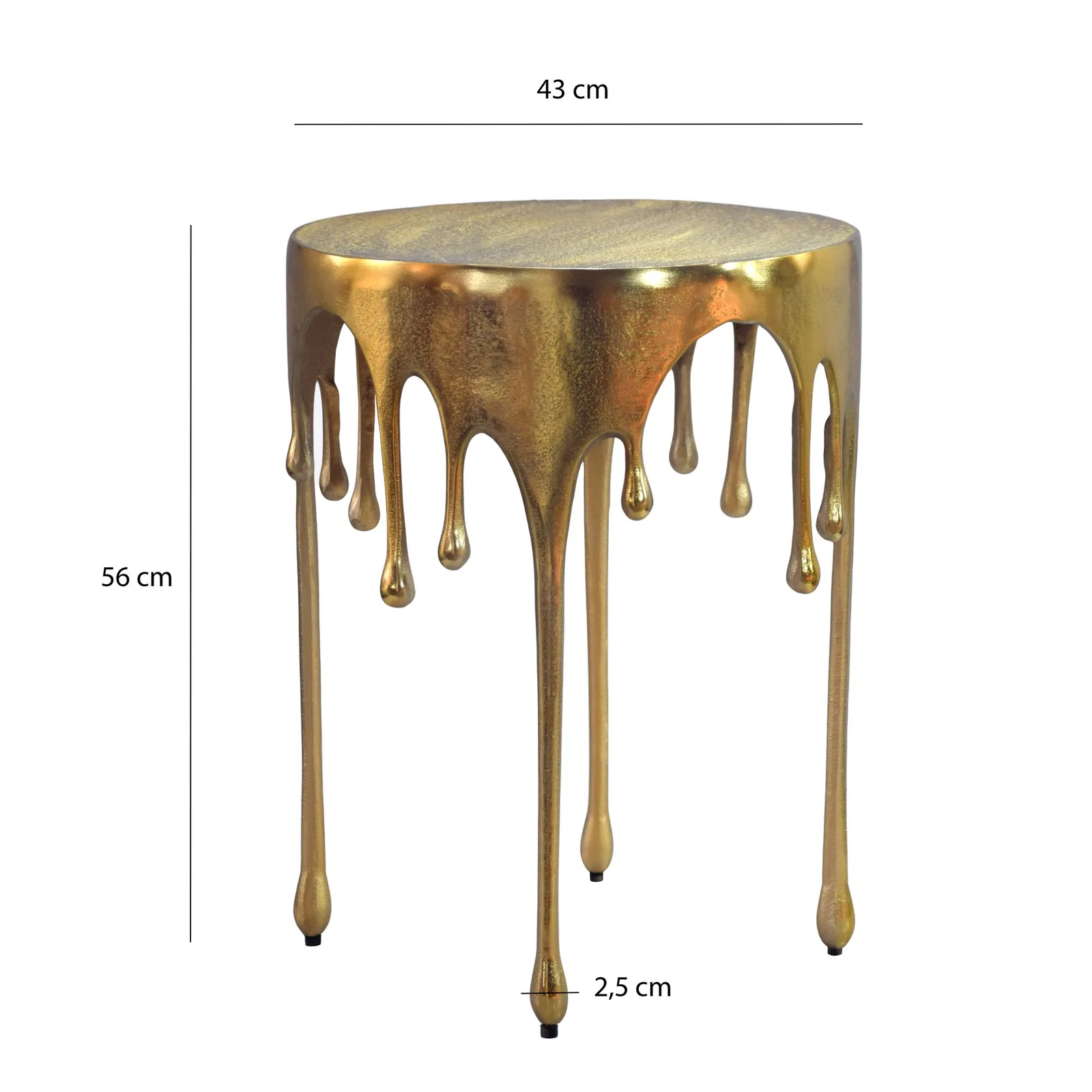 FineBuy Beistelltisch 43cm Aluminium Tisch Rund, Silber