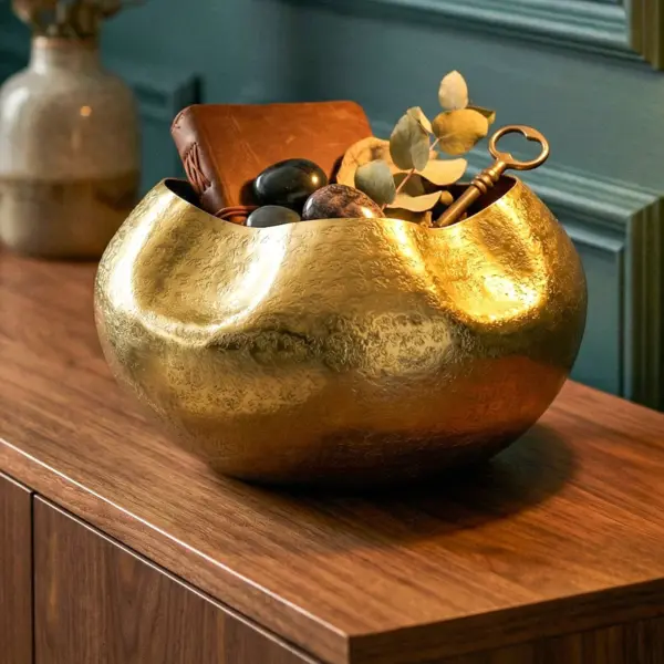 FineBuy Tischvase Aluminium 30cm, Gold