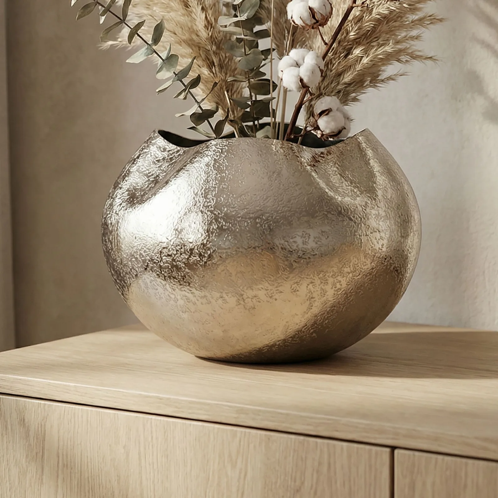 FineBuy Tischvase Aluminium 30cm, Silber