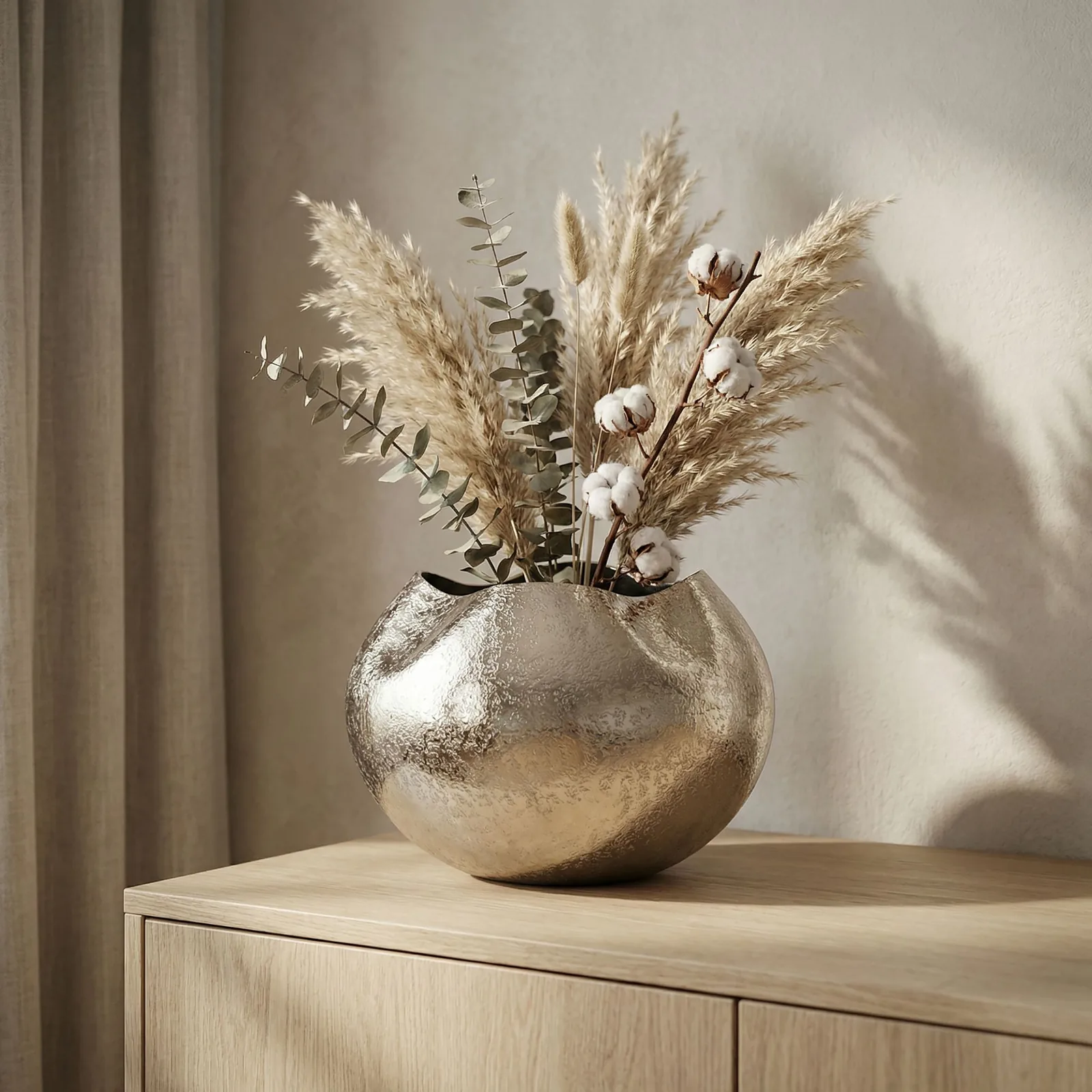 FineBuy Tischvase Aluminium 30cm, Silber