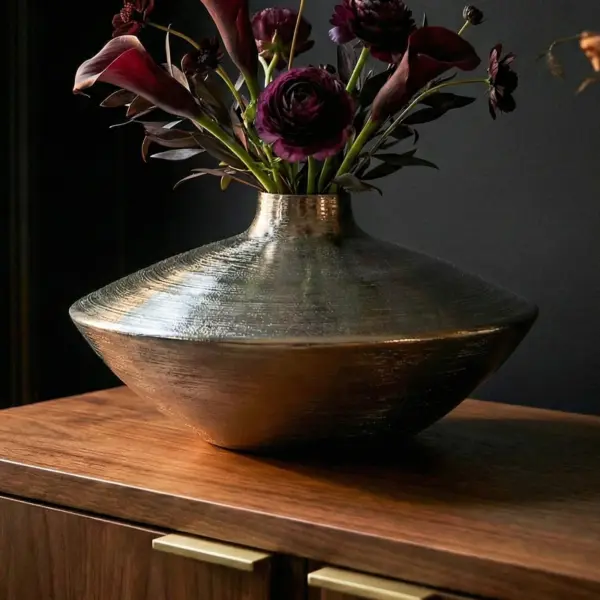 FineBuy Tischvase Aluminium 35cm, Silber