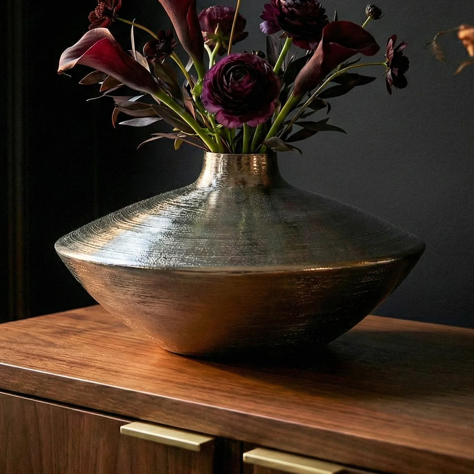 FineBuy Tischvase Aluminium 35cm, Silber