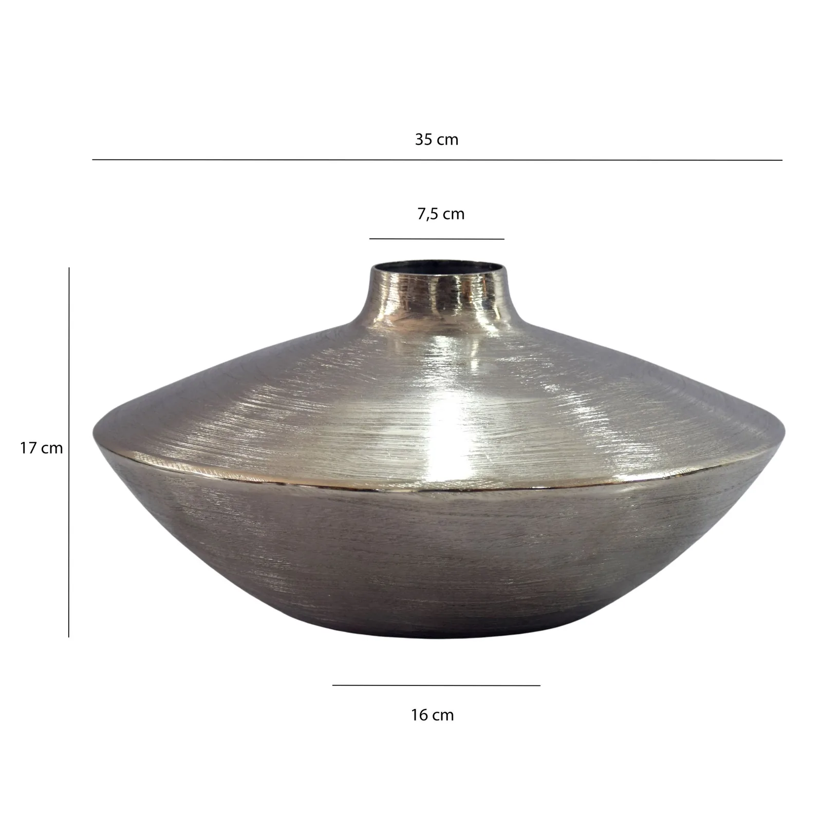 FineBuy Tischvase Aluminium 35cm, Silber