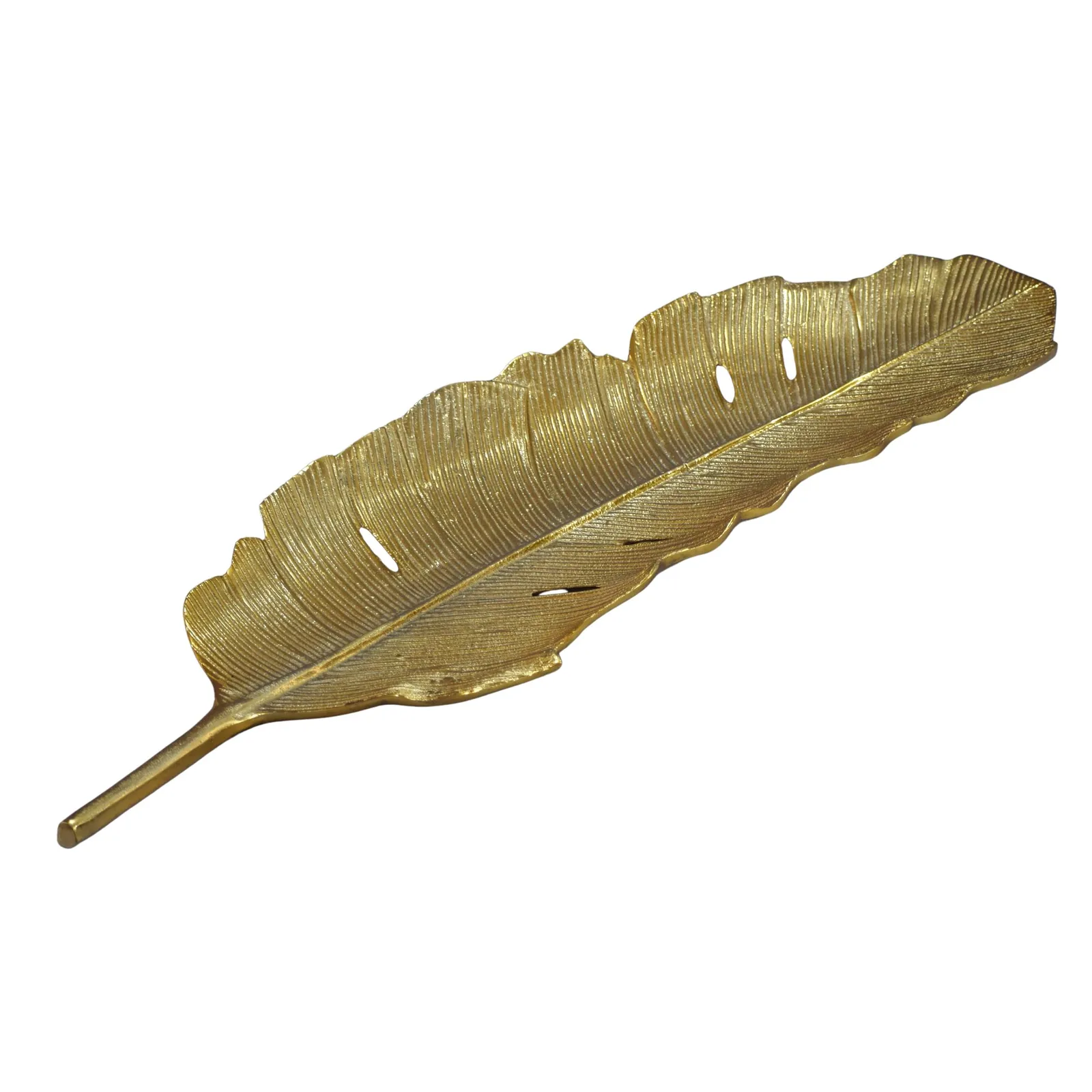 FineBuy Dekoschale Blatt aus Aluminium, Gold