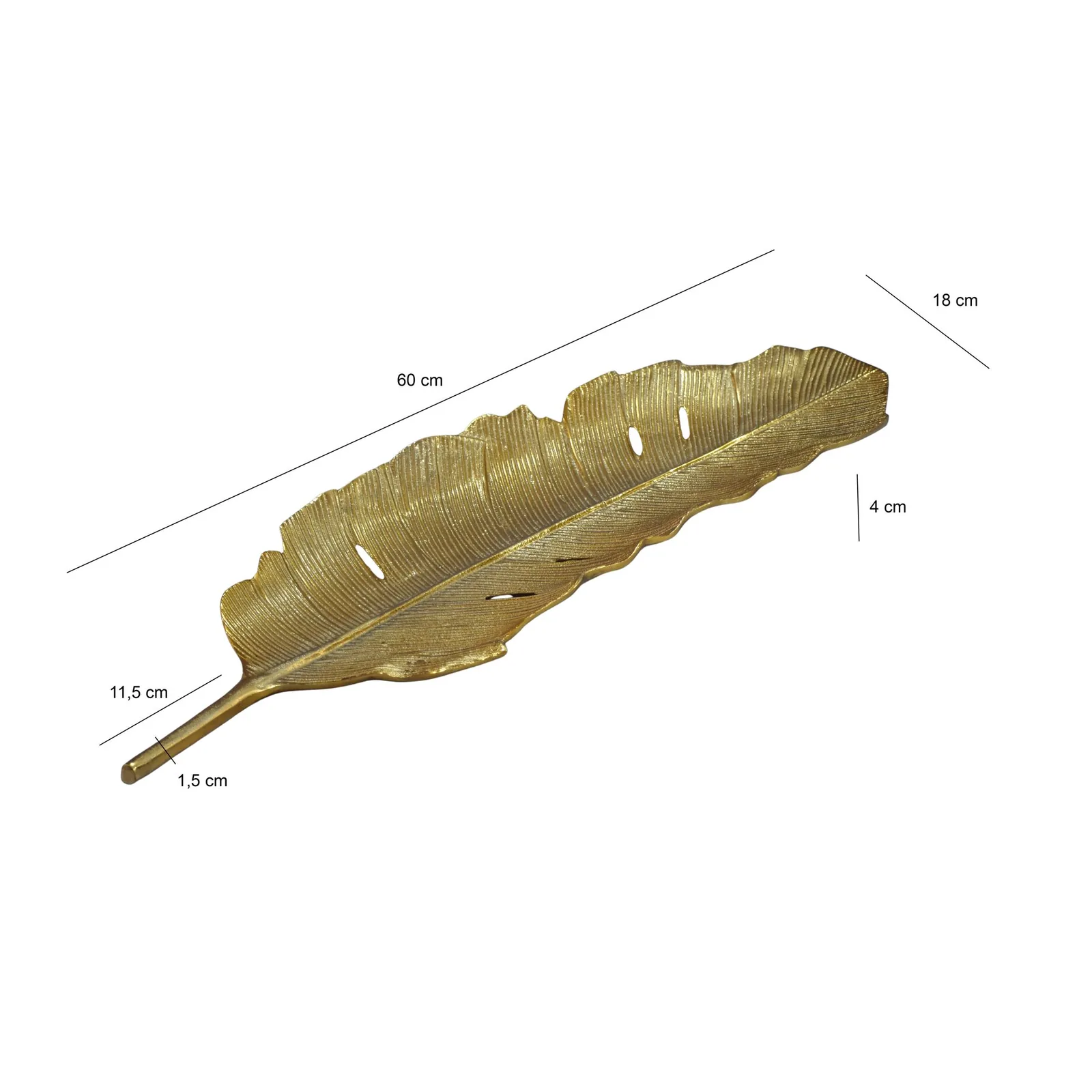 FineBuy Dekoschale Blatt aus Aluminium, Gold