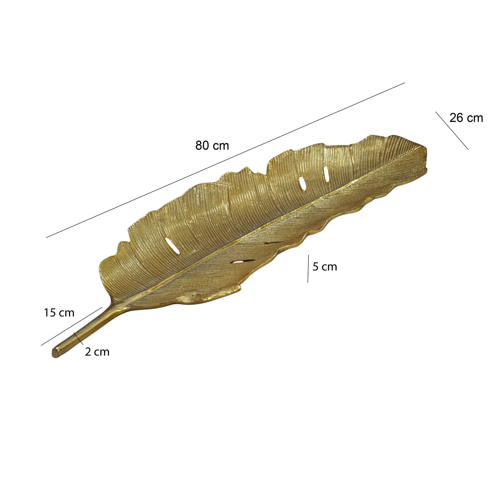 FineBuy Dekoschale Blatt aus Aluminium, Gold