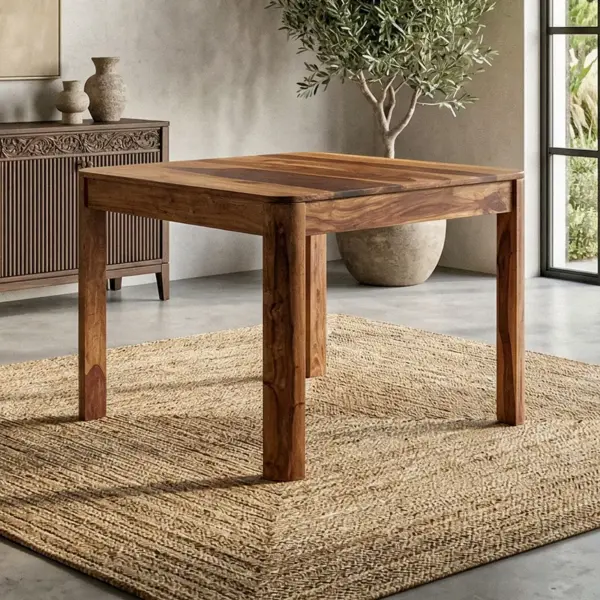 FineBuy Esstisch Sheesham Massivholz, 80 × 80 cm – für 4 Personen