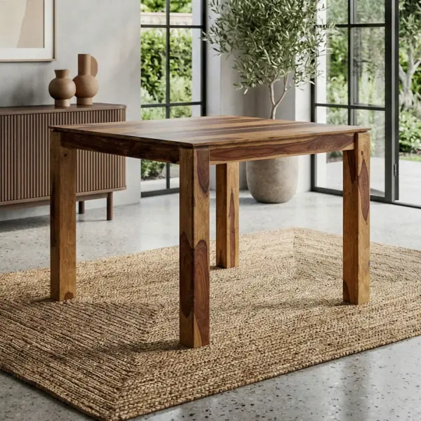 FineBuy Esstisch Massivholz Sheesham, 80 × 80 cm – für 4 Personen