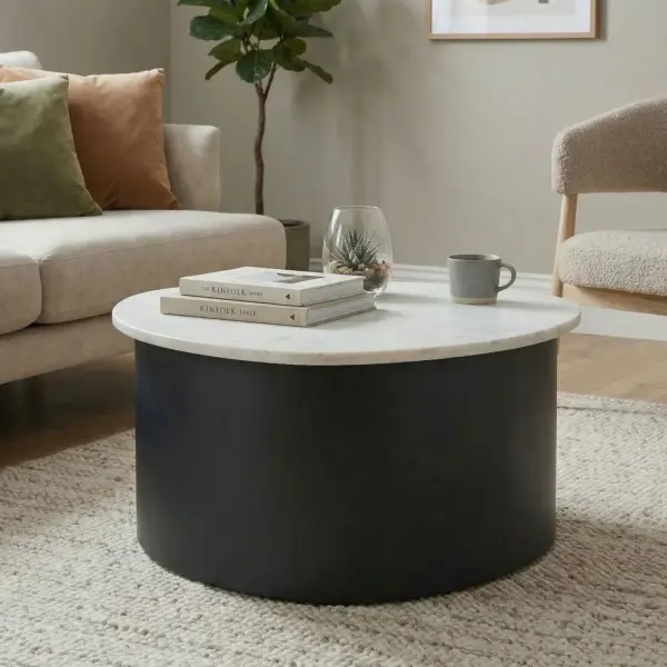 FineBuy Couchtisch aus Aluminium, Schwarz – 63 cm