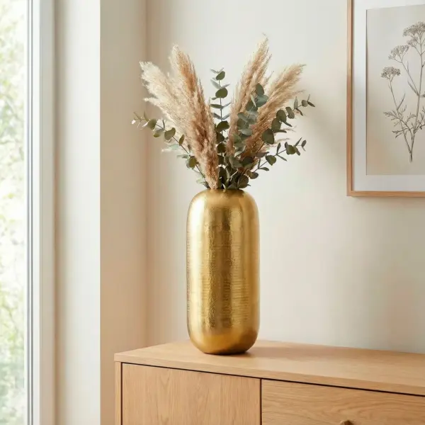 FineBuy Bodenvase Aluminium Gold Dekovase groß – für Blumen