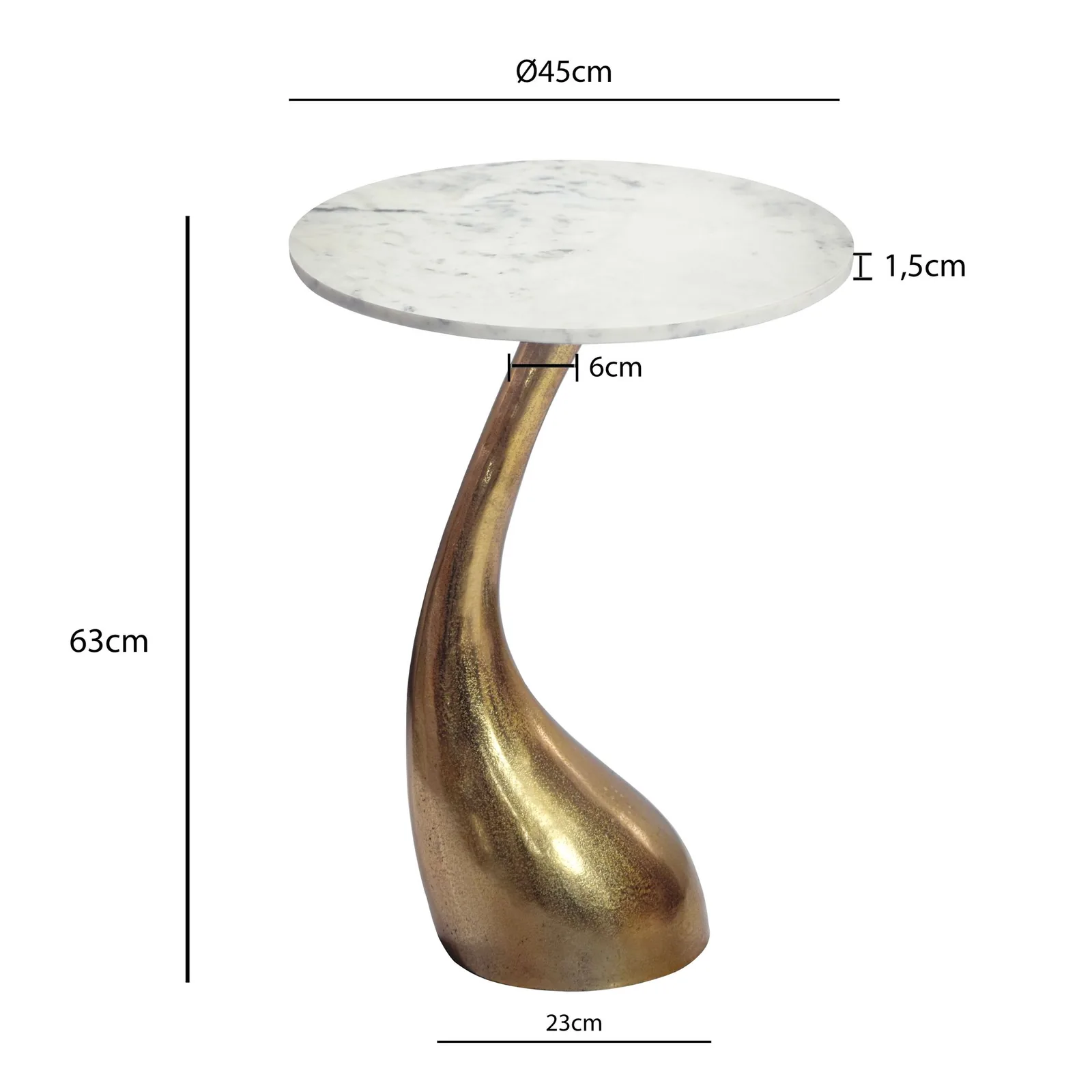FineBuy Beistelltisch aus Aluminium, Gold – 45 cm