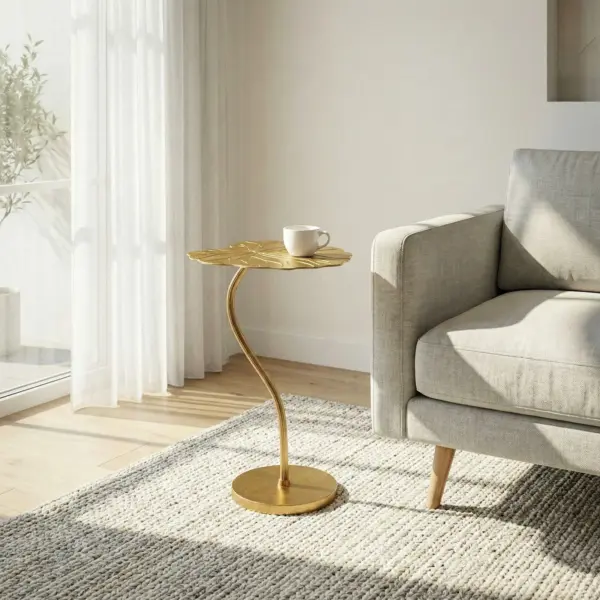 FineBuy Beistelltisch Aluminium Gold 40x38cm