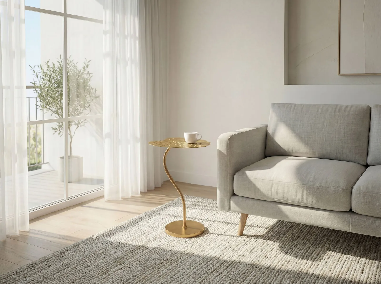 FineBuy Beistelltisch Aluminium Gold 40x38cm