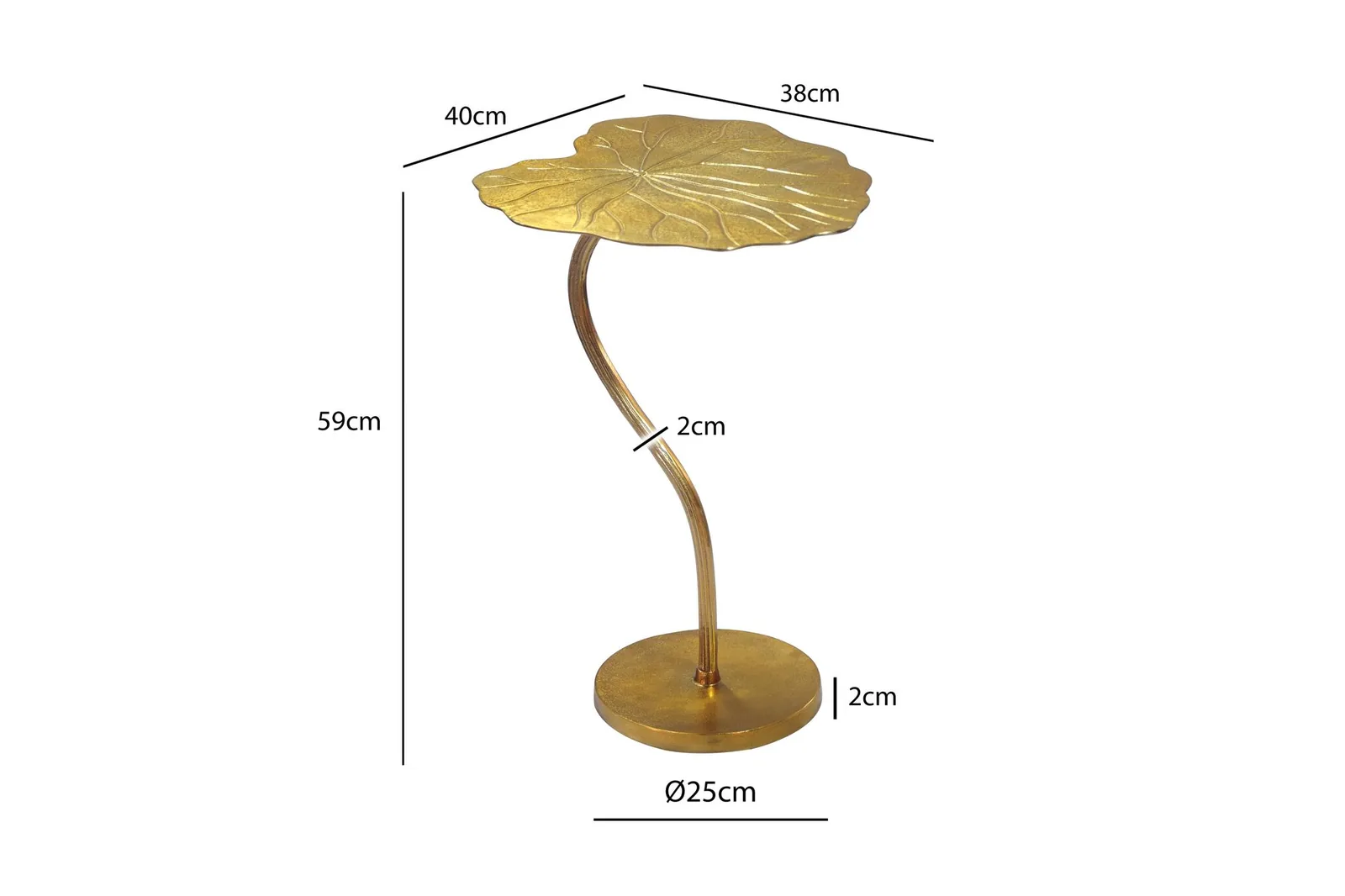 FineBuy Beistelltisch Aluminium Gold 40x38cm