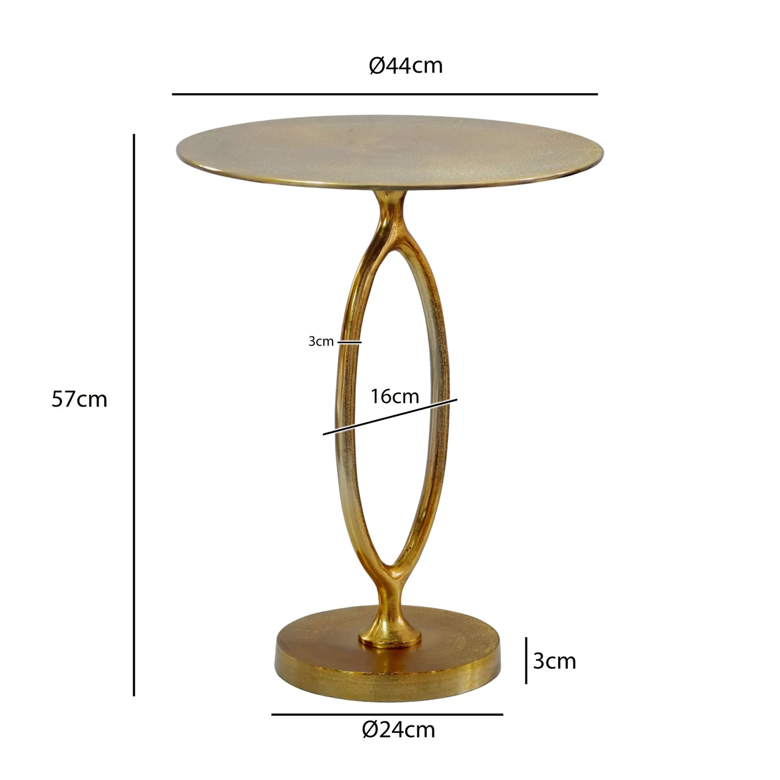 FineBuy Beistelltisch Aluminium 44cm Rund Gold