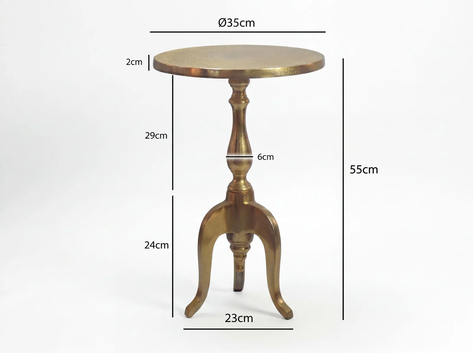 FineBuy Beistelltisch aus Aluminium, Gold – 35 cm