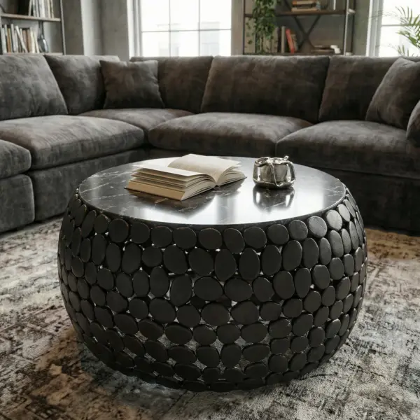 FineBuy Design Couchtisch aus Aluminium, Schwarz – 65 cm FineBuy Design Couchtisch aus Aluminium, Schwarz – 65 cm