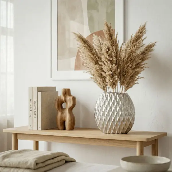 FineBuy Tischvase Aluminium 33,5cm, Silber