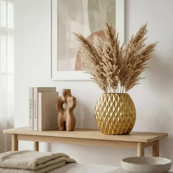 FineBuy Tischvase Aluminium 33,5cm, Gold