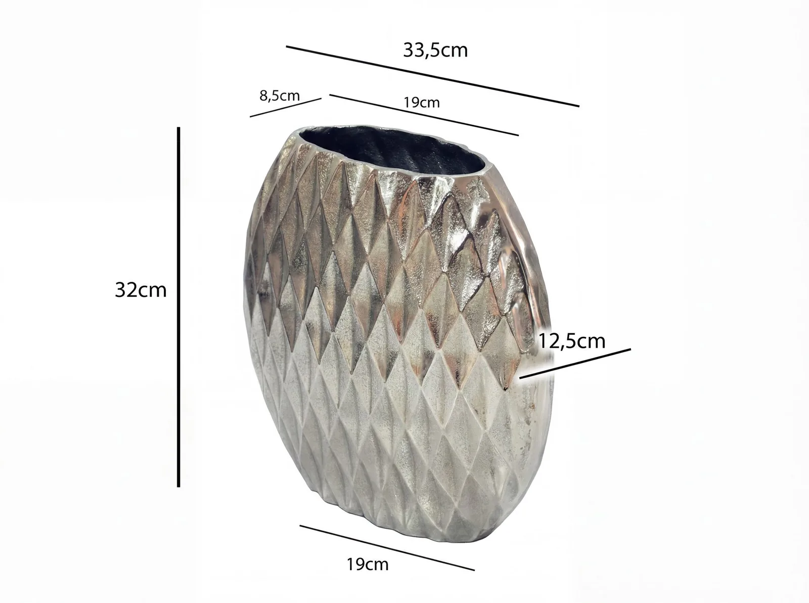 FineBuy Tischvase Aluminium 33,5cm, Gold
