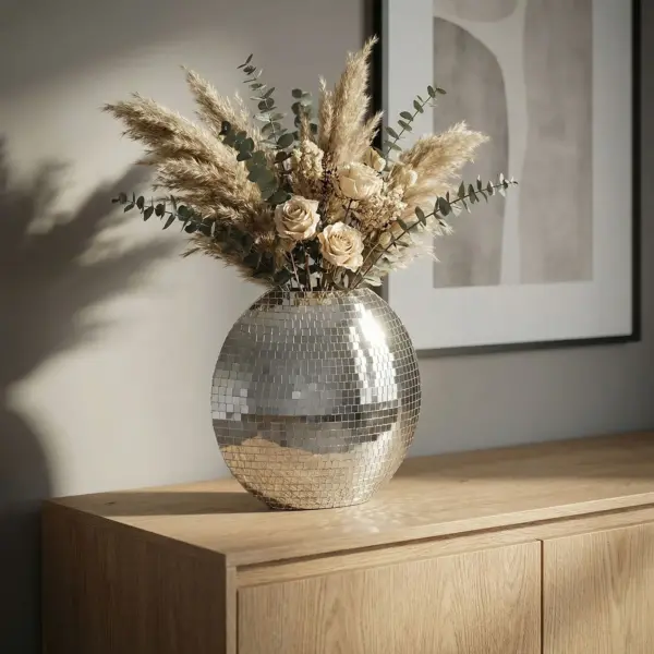 FineBuy Tischvase, Silber – 40 cm