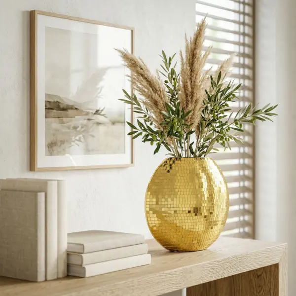 FineBuy Tischvase, Gold – 40 cm