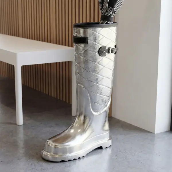 FineBuy Schirmständer aus Aluminium, Silber – 44 cm