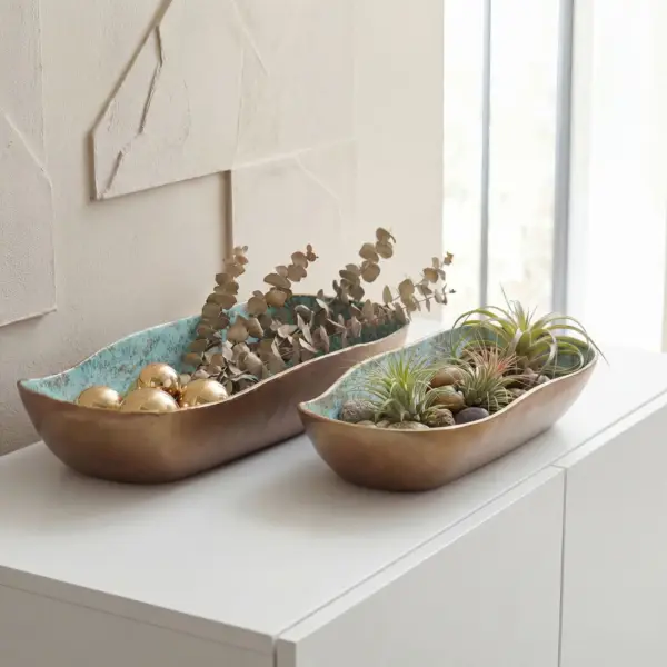 FineBuy Dekoschale 2er Set aus Aluminium, Gold FineBuy Dekoschale 2er Set aus Aluminium, Gold
