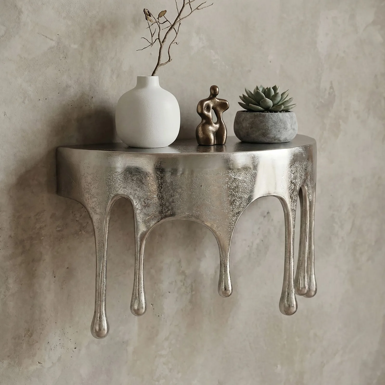 FineBuy Wandregal Aluminium Silber Tropfen Optik